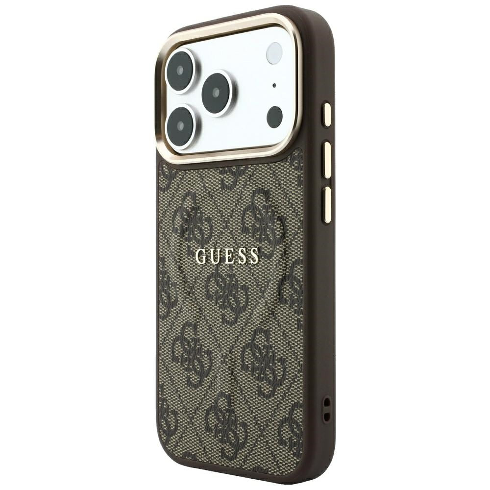 MagSafe-kuori Apple iPhone 18 Pro Max / 17 Pro Max, Guess, 4G Embossed Classic, Ruskea