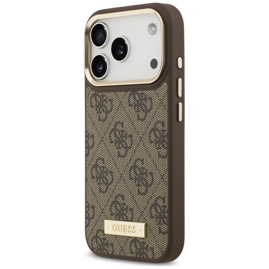 MagSafe-kuori Apple iPhone 18 Pro Max / 17 Pro Max -puhelimelle, Guess, 4G Logo Plate, ruskea
