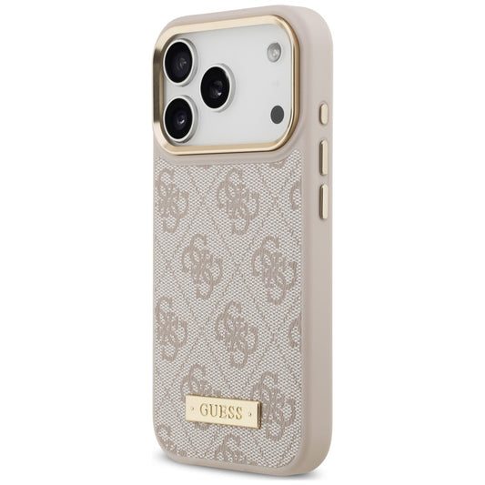 MagSafe-kuori Apple iPhone 18 Pro Max / 17 Pro Max -puhelimelle, Guess, 4G Logo Plate, vaaleanpunainen