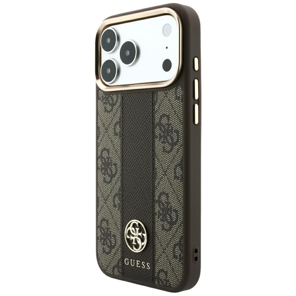 MagSafe-kuori Apple iPhone 18 Pro Max / 17 Pro Max, Guess, 4G Stripe Round Classic Logo, Ruskea
