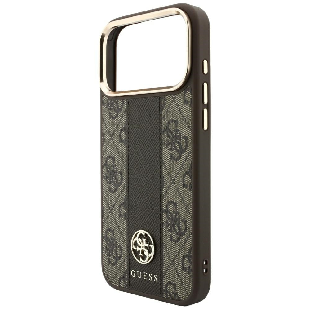 MagSafe-kuori Apple iPhone 18 Pro Max / 17 Pro Max, Guess, 4G Stripe Round Classic Logo, Ruskea