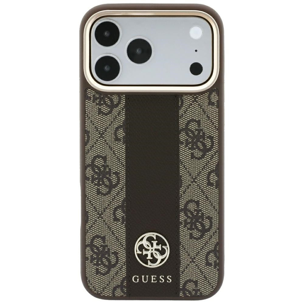 MagSafe-kuori Apple iPhone 18 Pro Max / 17 Pro Max, Guess, 4G Stripe Round Classic Logo, Ruskea