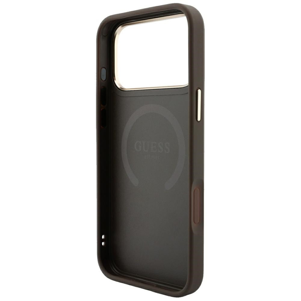 MagSafe-kuori Apple iPhone 18 Pro Max / 17 Pro Max, Guess, 4G Stripe Round Classic Logo, Ruskea