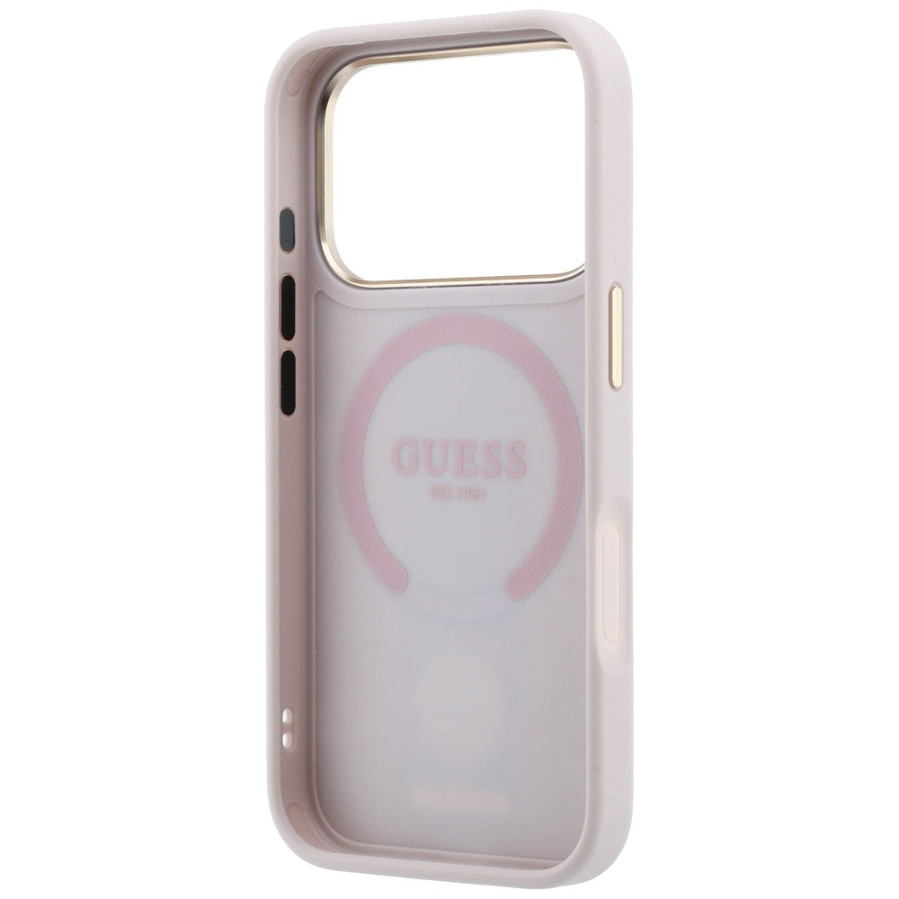 MagSafe-kuori Apple iPhone 18 Pro Max / 17 Pro Max, Guess, 4G Stripe Round Classic Logo, Vaaleanpunainen