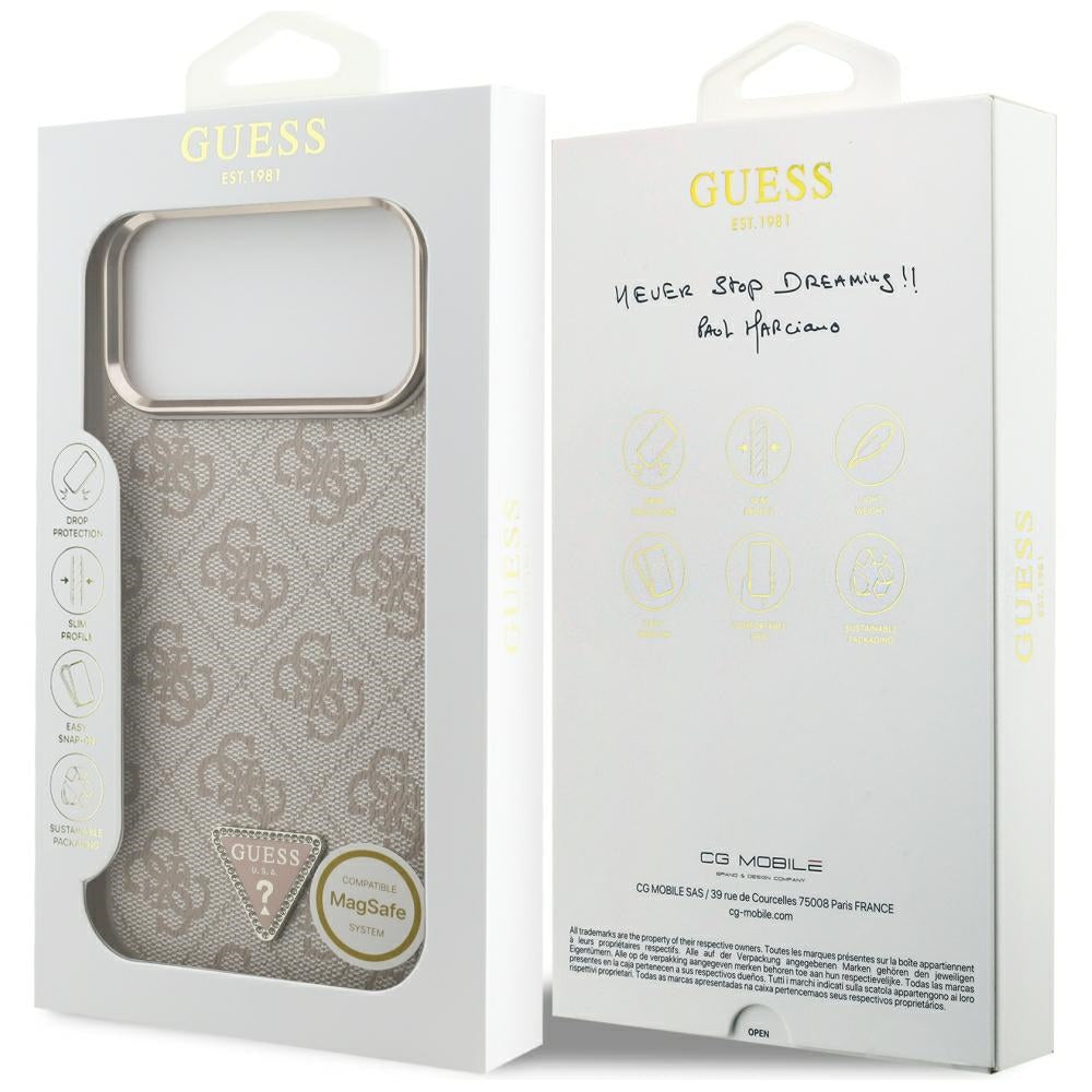 MagSafe-kuori Apple iPhone 18 Pro Max / 17 Pro Max, Guess, 4G Triangle Logo, Vaaleanpunainen