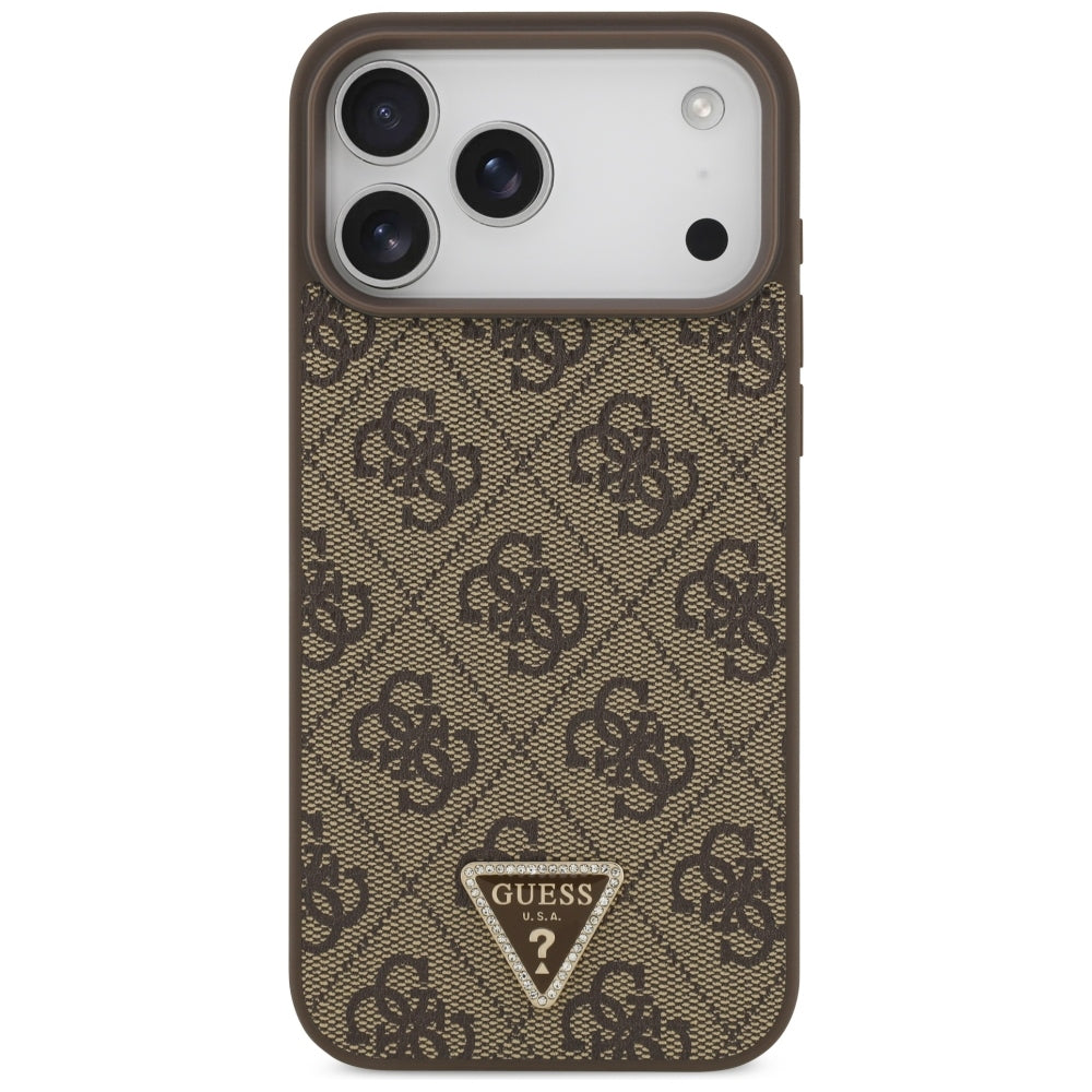 MagSafe-kuori Apple iPhone 18 Pro Max / 17 Pro Max, Guess, 4G Triangle Strass, Ruskea