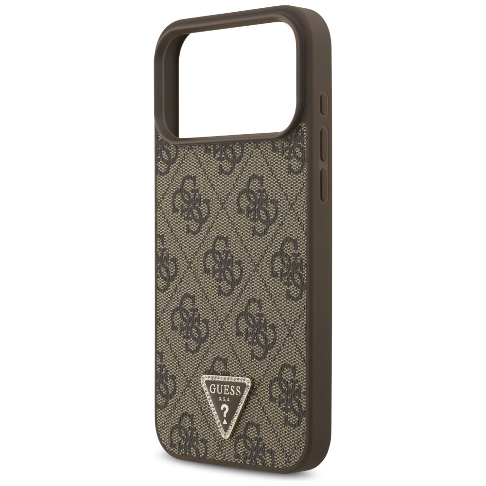 MagSafe-kuori Apple iPhone 18 Pro Max / 17 Pro Max, Guess, 4G Triangle Strass, Ruskea