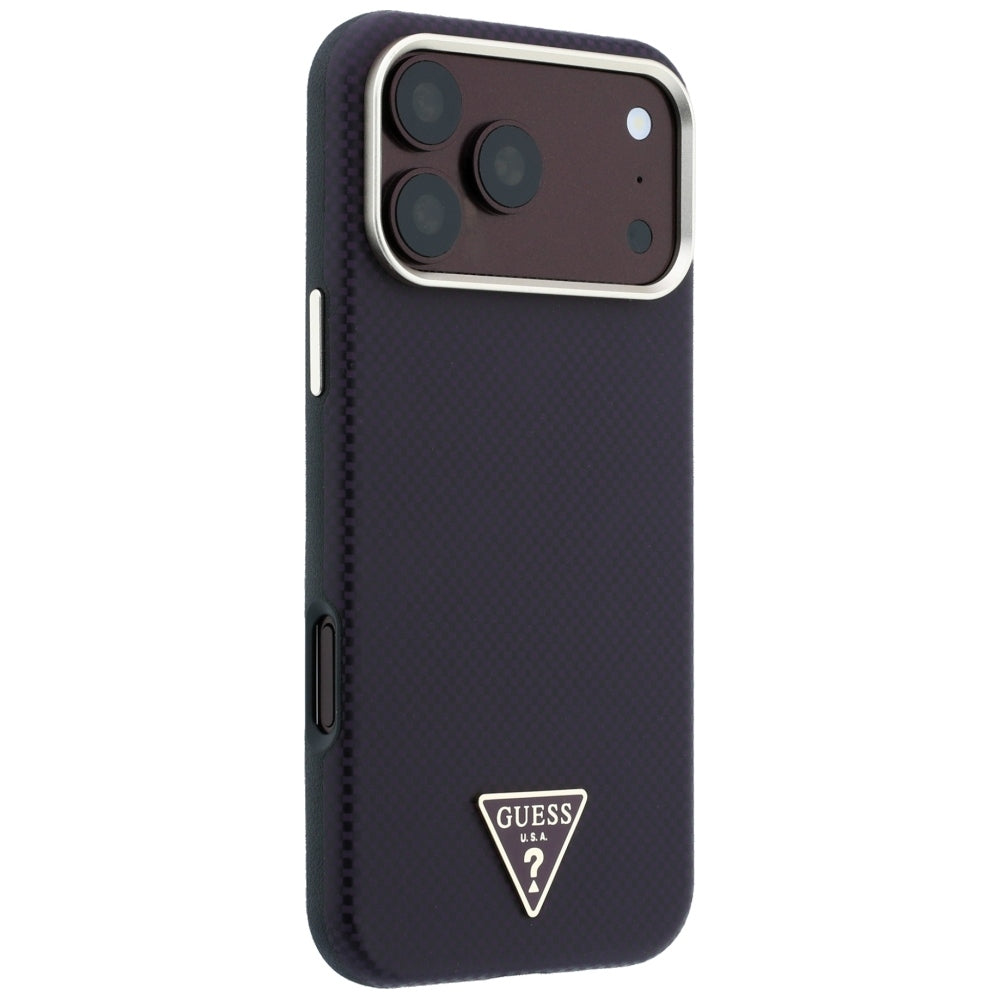 MagSafe Case for Apple iPhone 18 Pro Max / 17 Pro Max, Guess, Kevlar Triangle Logo, Burgundy