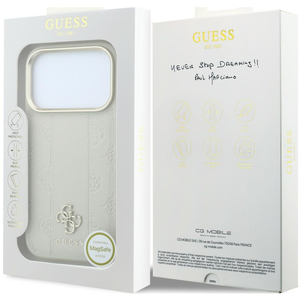 MagSafe-kuori Apple iPhone 18 Pro Max / 17 Pro Max, Guess, Peony 4G Pieni logo, Beige