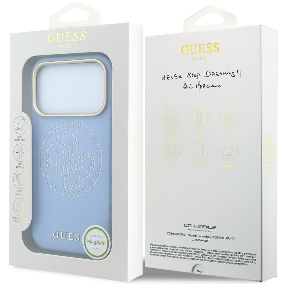 MagSafe-kuori Apple iPhone 18 Pro Max / 17 Pro Max, Guess, Perforated 4G, Bleu