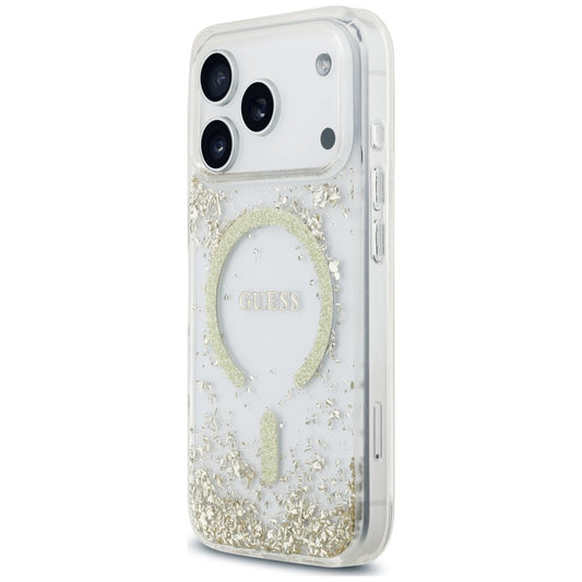 MagSafe-kuori Apple iPhone 18 Pro Max / 17 Pro Max, Guess, hartsipohjainen kimallus, kultainen