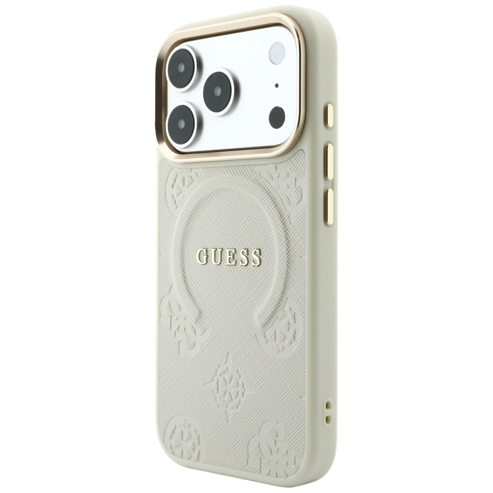 MagSafe-kuori Apple iPhone 18 Pro Max / 17 Pro Max, Guess, Saffiano Peony Hot Stamp, Beige
