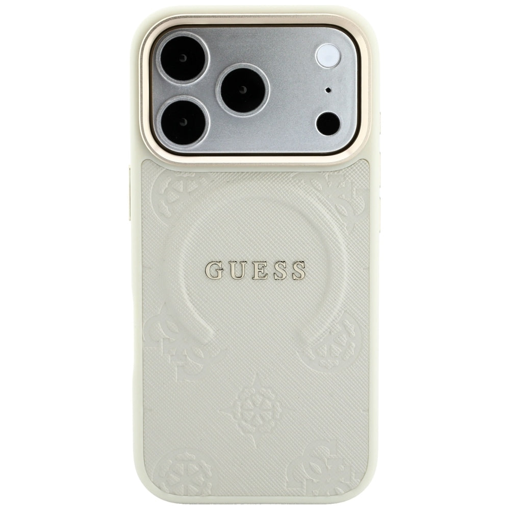 MagSafe-kuori Apple iPhone 18 Pro Max / 17 Pro Max, Guess, Saffiano Peony Hot Stamp, Beige
