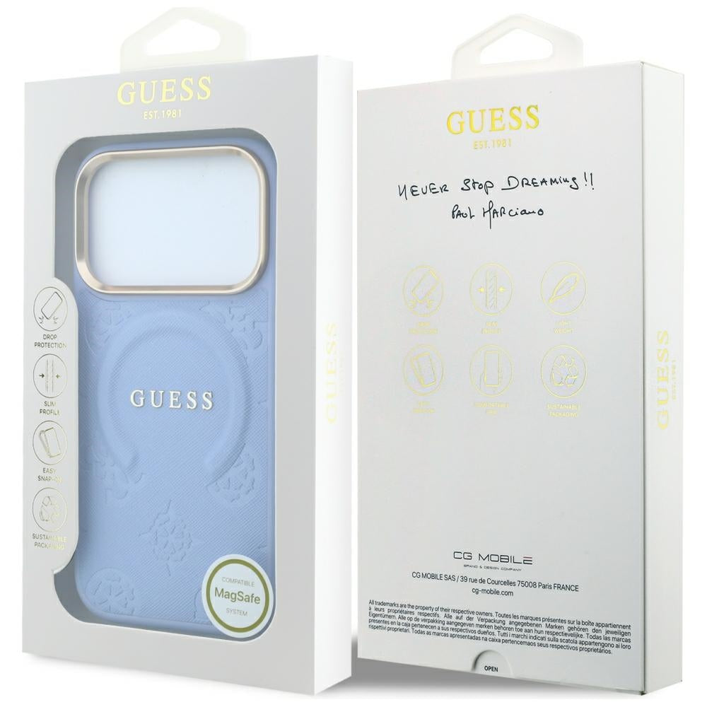 MagSafe-kuori Apple iPhone 18 Pro Max / 17 Pro Max, Guess, Saffiano Peony Ring, Bleu
