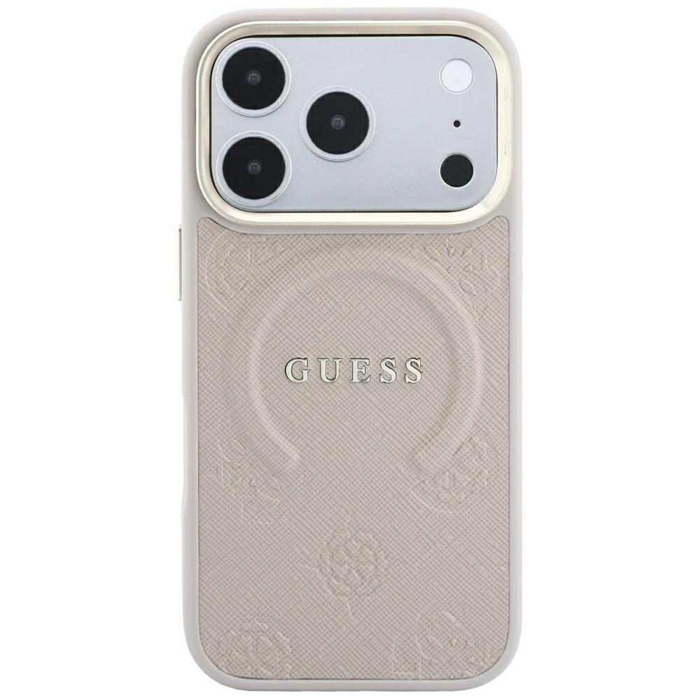 MagSafe-kuori Apple iPhone 18 Pro Max / 17 Pro Max, Guess, Saffiano Peony Ring, Vaaleanpunainen