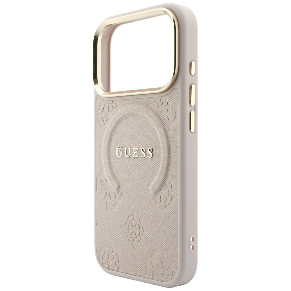 MagSafe-kuori Apple iPhone 18 Pro Max / 17 Pro Max, Guess, Saffiano Peony Ring, Vaaleanpunainen