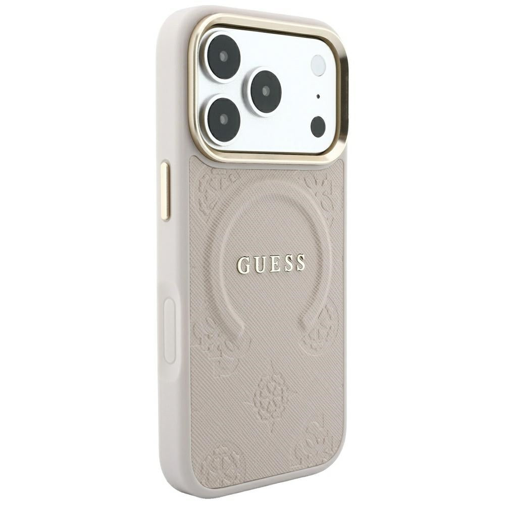 MagSafe-kuori Apple iPhone 18 Pro Max / 17 Pro Max, Guess, Saffiano Peony Ring, Vaaleanpunainen