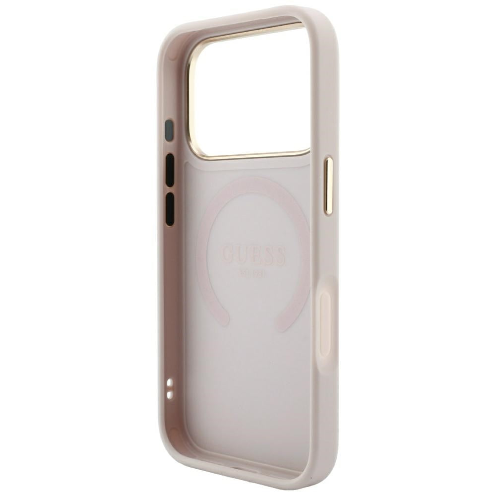 MagSafe-kuori Apple iPhone 18 Pro Max / 17 Pro Max, Guess, Saffiano Peony Ring, Vaaleanpunainen