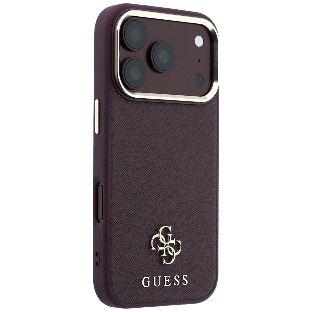 MagSafe-kuori Apple iPhone 18 Pro Max / 17 Pro Max, Guess, Saffiano Small 4G Classic, Viininpunainen