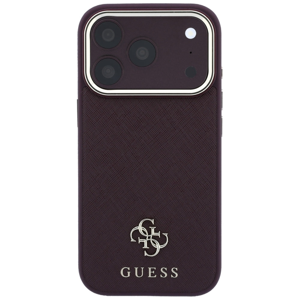 MagSafe-kuori Apple iPhone 18 Pro Max / 17 Pro Max, Guess, Saffiano Small 4G Classic, Viininpunainen