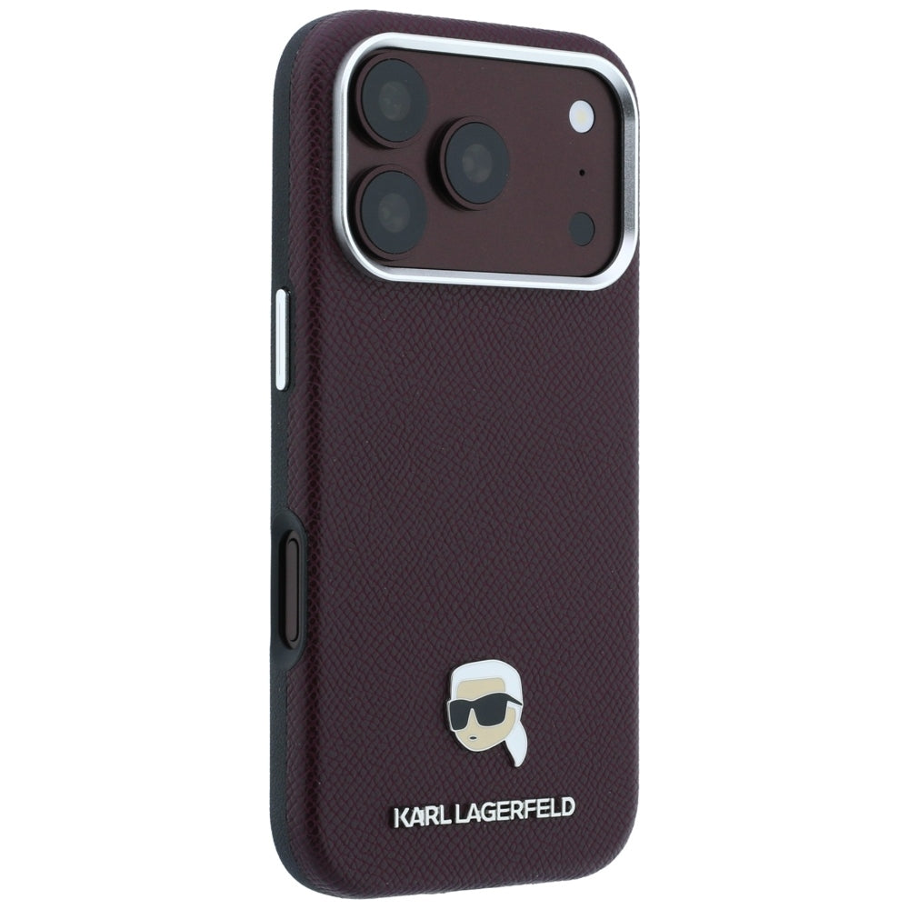 MagSafe-kuori Apple iPhone 18 Pro Max / 17 Pro Max, Karl Lagerfeld, Karhennettu Karl Head's Metal, Viininpunainen