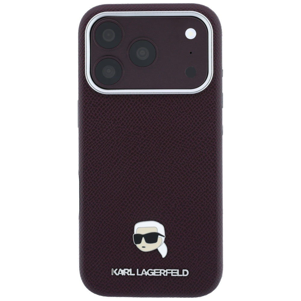 MagSafe-kuori Apple iPhone 18 Pro Max / 17 Pro Max, Karl Lagerfeld, Karhennettu Karl Head's Metal, Viininpunainen