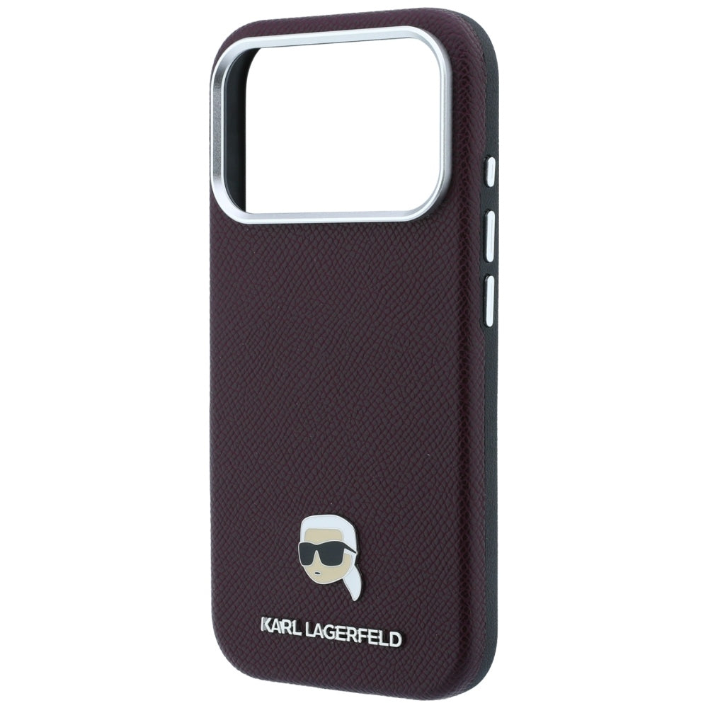 MagSafe-kuori Apple iPhone 18 Pro Max / 17 Pro Max, Karl Lagerfeld, Karhennettu Karl Head's Metal, Viininpunainen