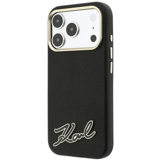 MagSafe-kuori Apple iPhone 18 Pro Max / 17 Pro Max -puhelimelle, Karl Lagerfeld, Grained Resin Sign Logo, musta