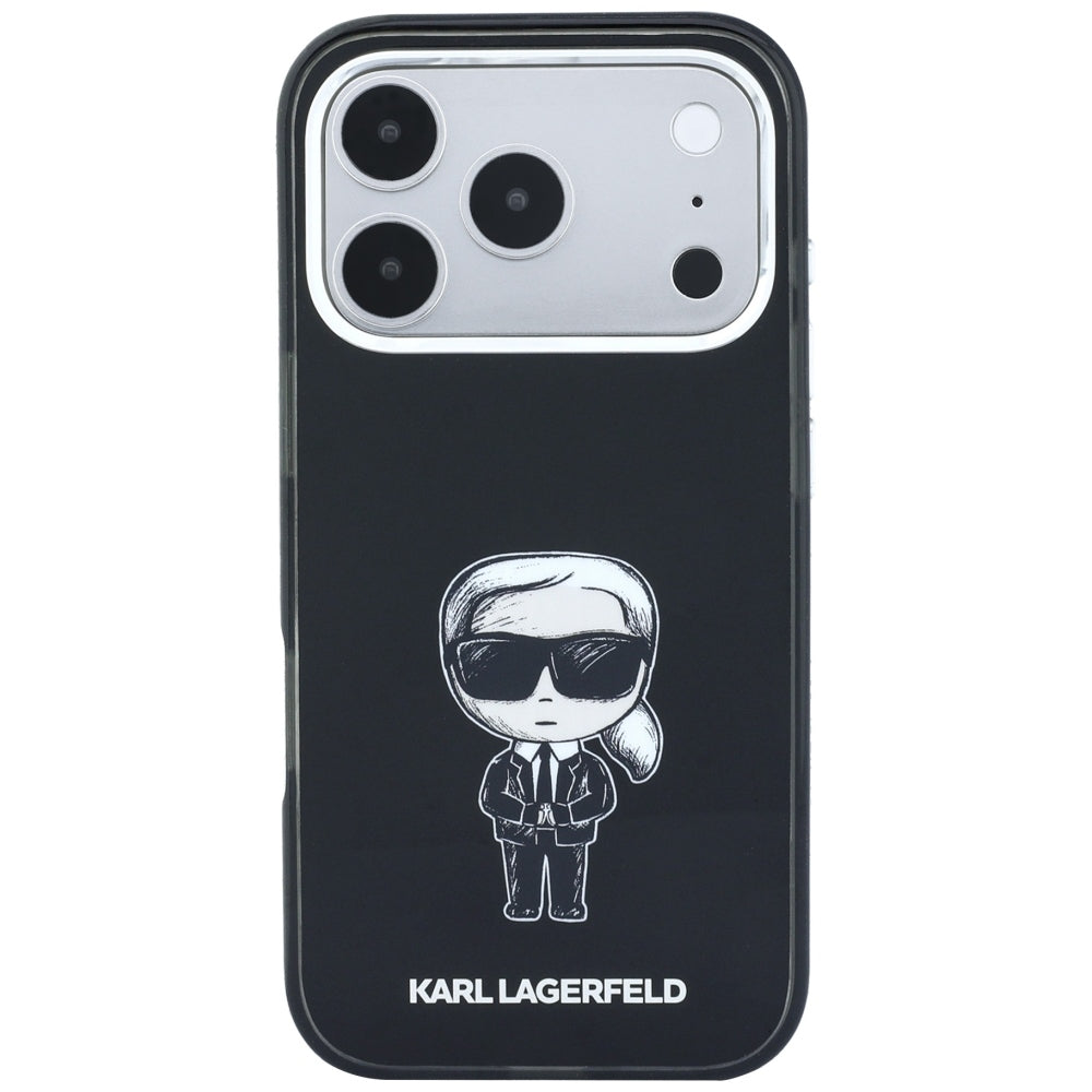 MagSafe-kuori Apple iPhone 18 Pro Max / 17 Pro Max, Karl Lagerfeld, IML Ikonik Sketch Print, Musta