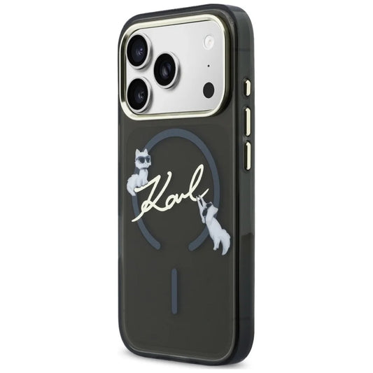 MagSafe Case for Apple iPhone 18 Pro Max / 17 Pro Max, Karl Lagerfeld, IML Choupette Karl Script Logo, Black