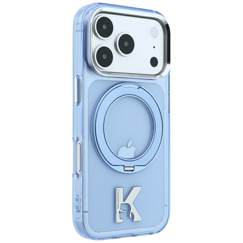 MagSafe-kuori Apple iPhone 18 Pro Max / 17 Pro Max, Karl Lagerfeld, IML Ring Stand Kameo Metal, Sininen