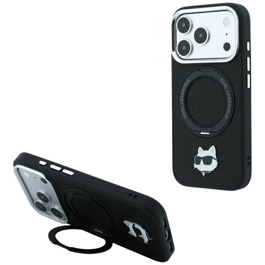 MagSafe-kuori Apple iPhone 18 Pro Max / 17 Pro Max -puhelimelle, Karl Lagerfeld, Ring Stand 360 Choupette Pin, musta