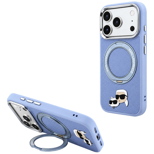MagSafe-kuori Apple iPhone 18 Pro Max / 17 Pro Max, Karl Lagerfeld, Ring Stand 360 Karl & Choupette -pinssi, Bleu