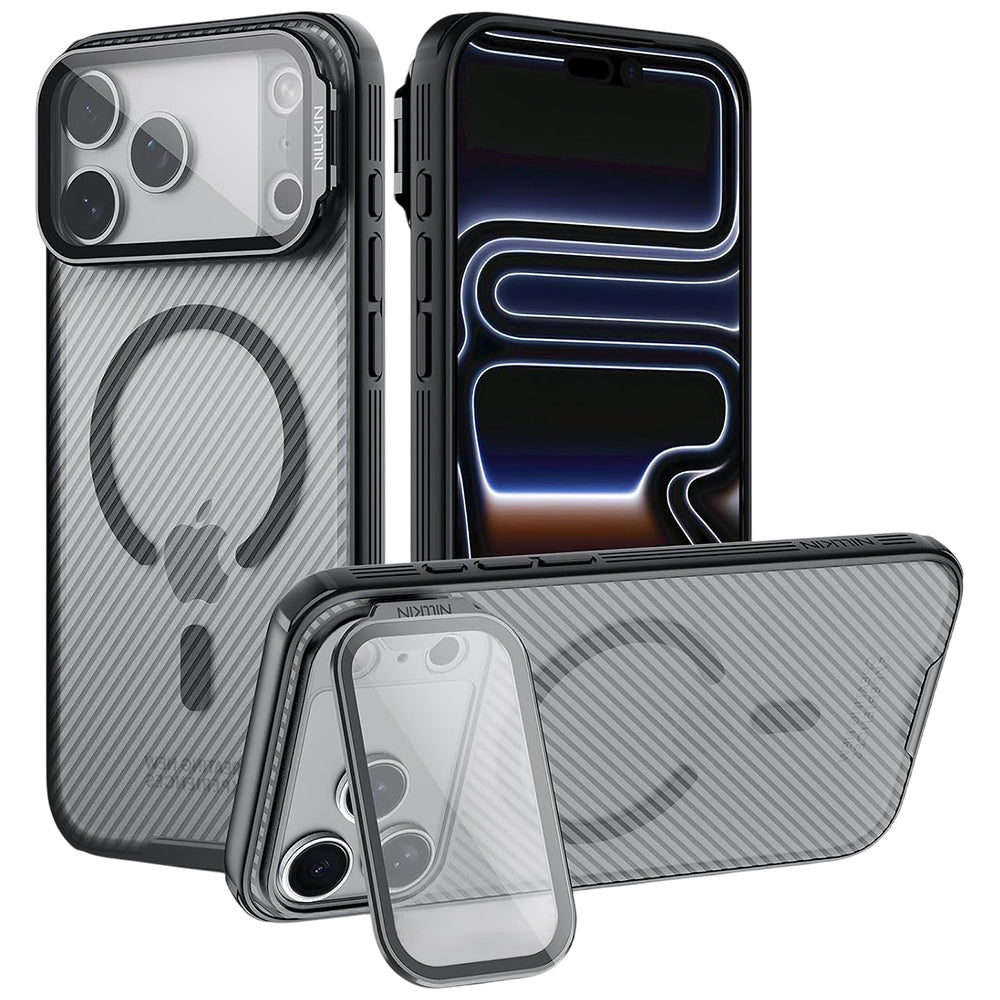 MagSafe-kuori Apple iPhone 18 Pro Max / 17 Pro Max, Nillkin, CamShield Prop, Musta Läpinäkyvä