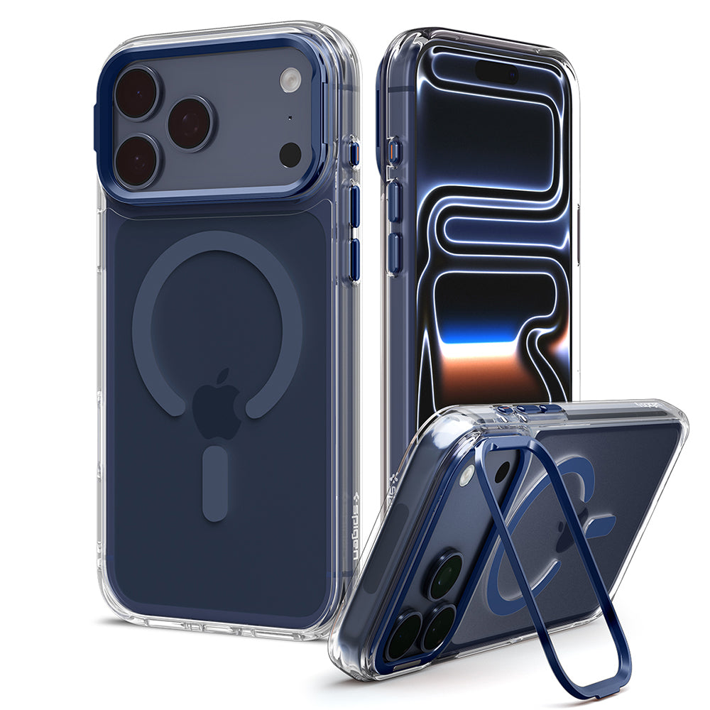 MagSafe-kuori Apple iPhone 18 Pro Max / 17 Pro Max, Spigen, Ultra Hybrid Optik S, Läpinäkyvä Laivastonsininen ACS11909