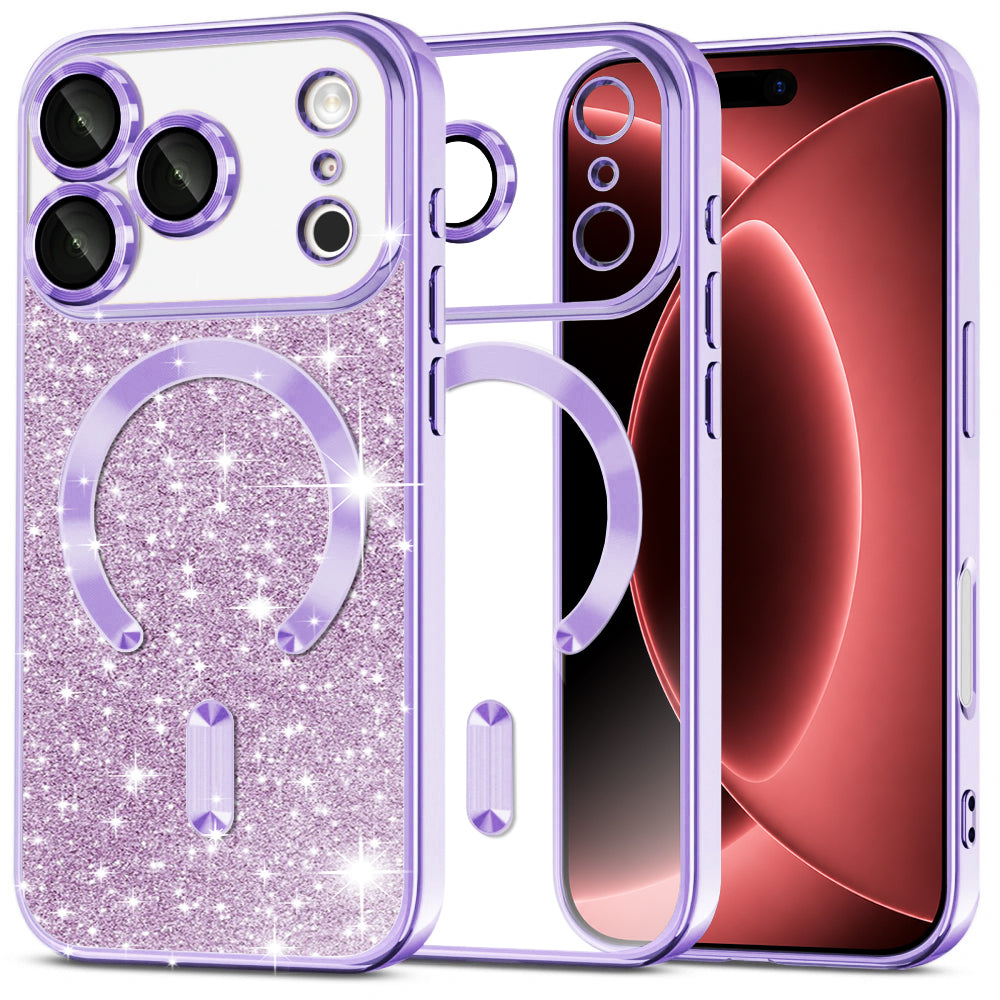 MagSafe-kuori Apple iPhone 18 Pro Max / 17 Pro Max, Techsuit, Luxury Glitter, Vaaleanvioletti