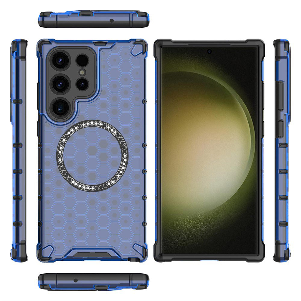 MagSafe-kuori Samsung Galaxy S25 Ultra S938:lle, Techsuit, HoneyComb Shield, Sininen