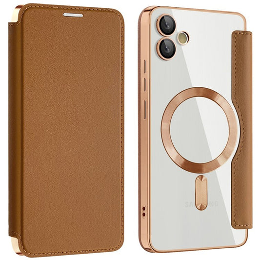 MagSafe-kuori Samsung Galaxy A05 A055:lle, Techsuit, SmartMag Book, Ruskea