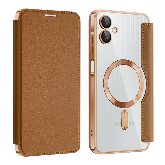 MagSafe-kuori Samsung Galaxy A06 A065:lle, Techsuit, SmartMag Book, Ruskea