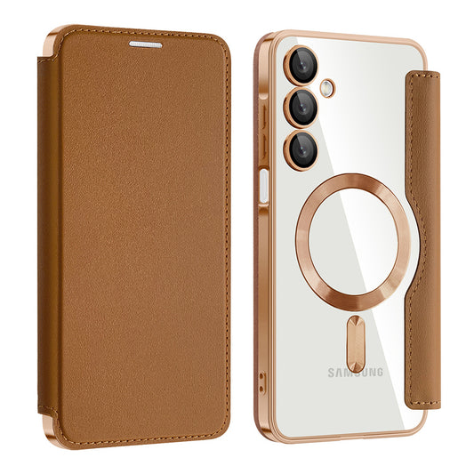 MagSafe-kuori Samsung Galaxy A16 5G A166 / A16 4G A165:lle, Techsuit, SmartMag Book, Ruskea