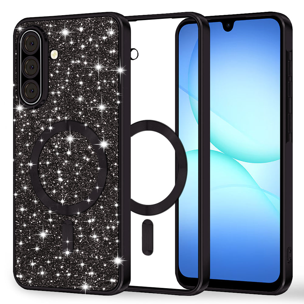 MagSafe-kuori Samsung Galaxy A17 4G / A17 5G:lle, Techsuit, Luxury Glitter, Musta
