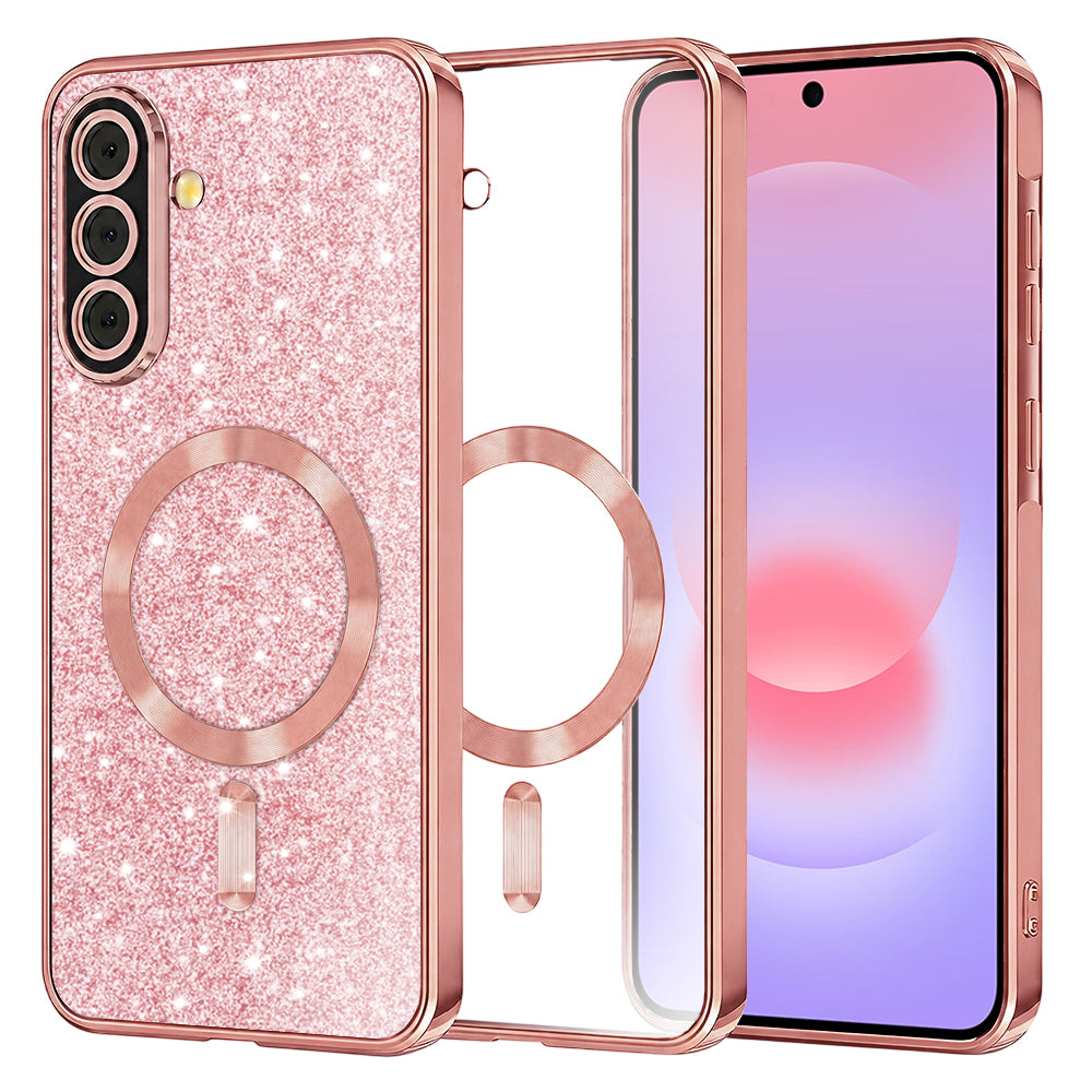MagSafe-kuori Samsung Galaxy A37 5G:lle, Techsuit, Luxury Glitter, Ruusukulta