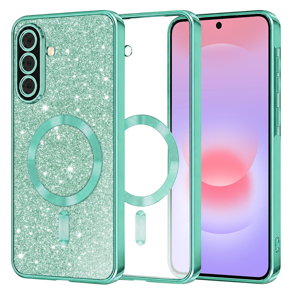 MagSafe-kuori Samsung Galaxy A37 5G:lle, Techsuit, Luxury Glitter, Vaaleanvihreä