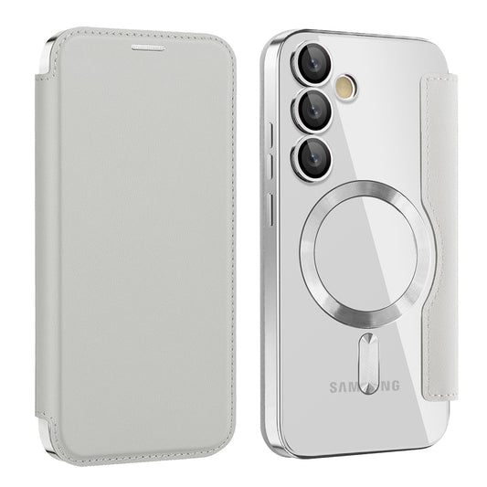 MagSafe-kuori Samsung Galaxy S23 FE S711:lle, Techsuit, SmartMag Book, Harmaa