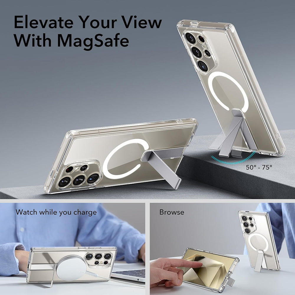 MagSafe-kotelo Samsung Galaxy S24 Ultra S928:lle, ESR, Boost Flickstand, Läpinäkyvä