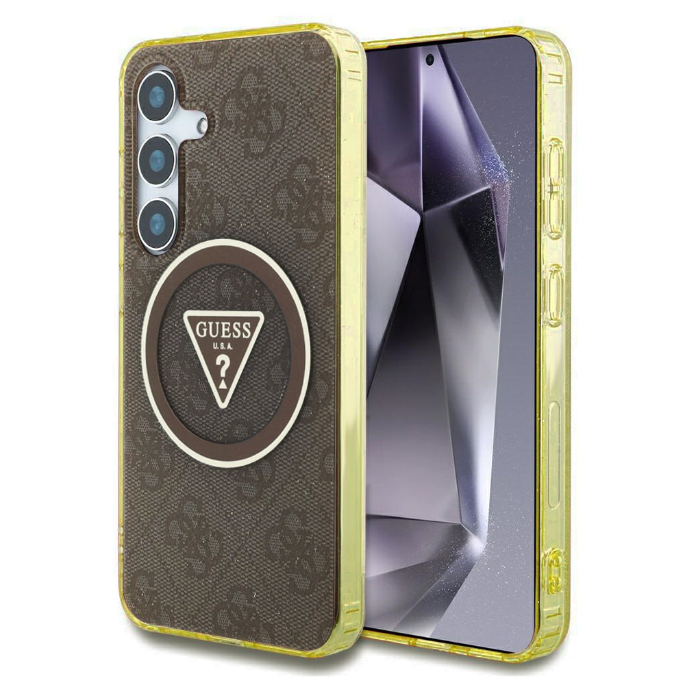 MagSafe-kotelo Samsung Galaxy S25 S931:lle, Guess, IML Glitter 4G Circle Triangle, Ruskea