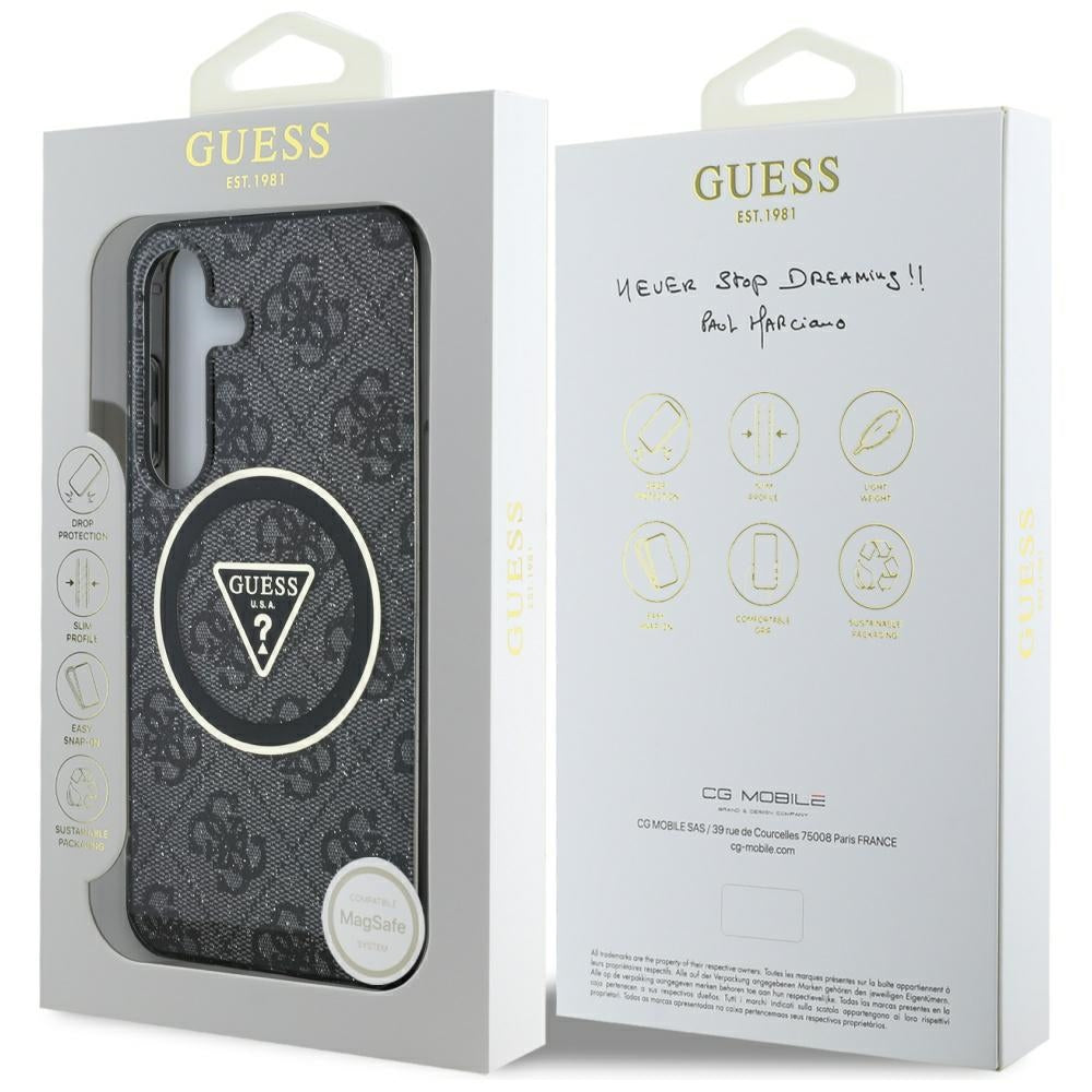 MagSafe-kotelo Samsung Galaxy S25 S931:lle, Guess, IML Glitter 4G Circle Triangle, Musta
