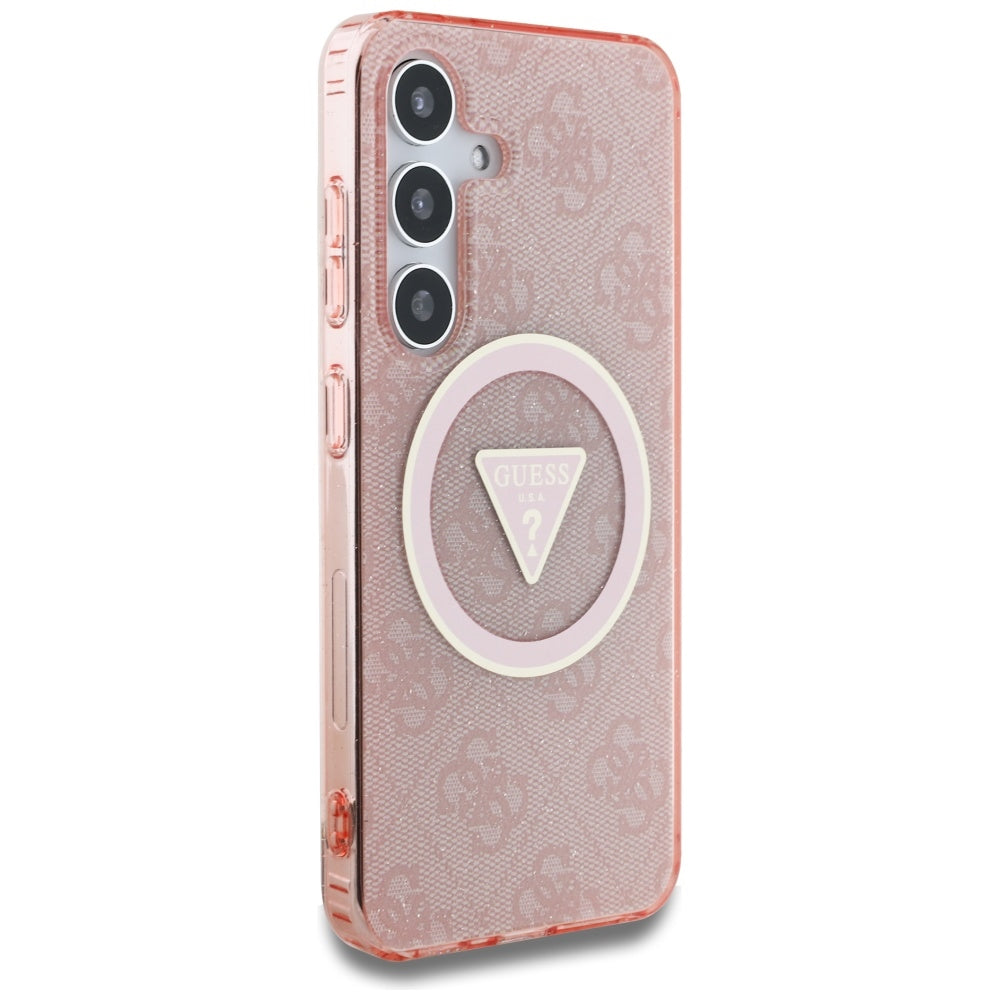 MagSafe-kotelo Samsung Galaxy S25 S931:lle, Guess, IML Glitter 4G Circle Triangle, Pinkki
