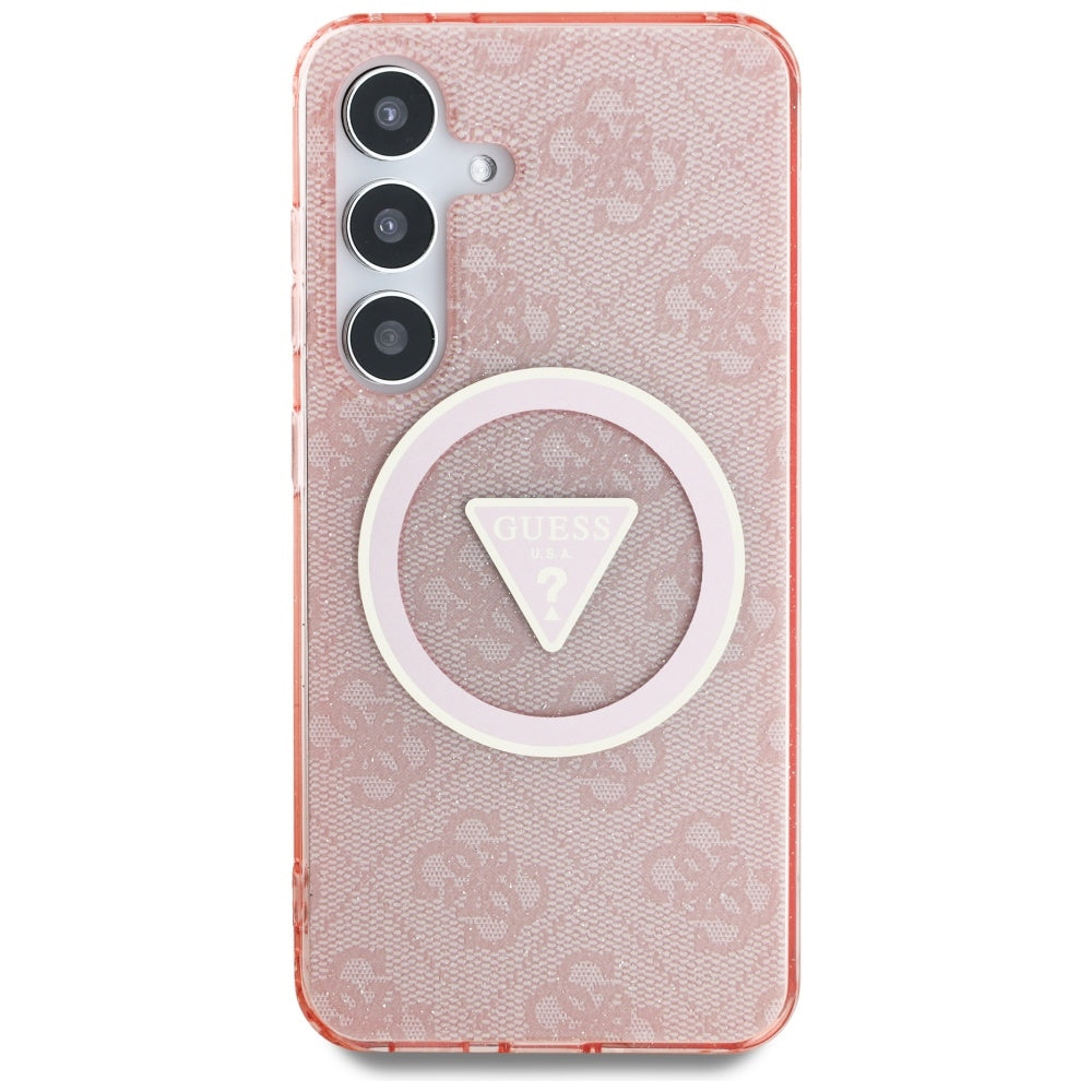 MagSafe-kotelo Samsung Galaxy S25 S931:lle, Guess, IML Glitter 4G Circle Triangle, Pinkki