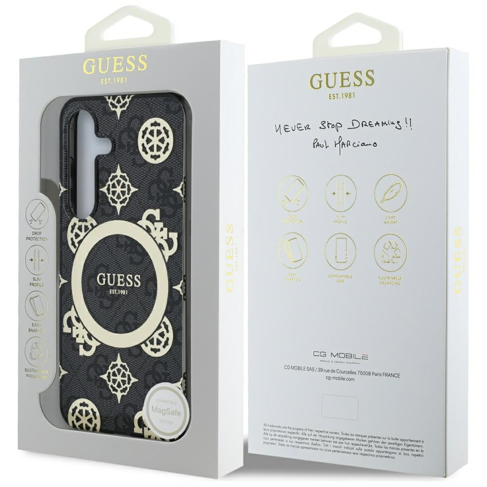 MagSafe-kotelo Samsung Galaxy S25 S931:lle, Guess, IML Peony On 4G Background, Musta